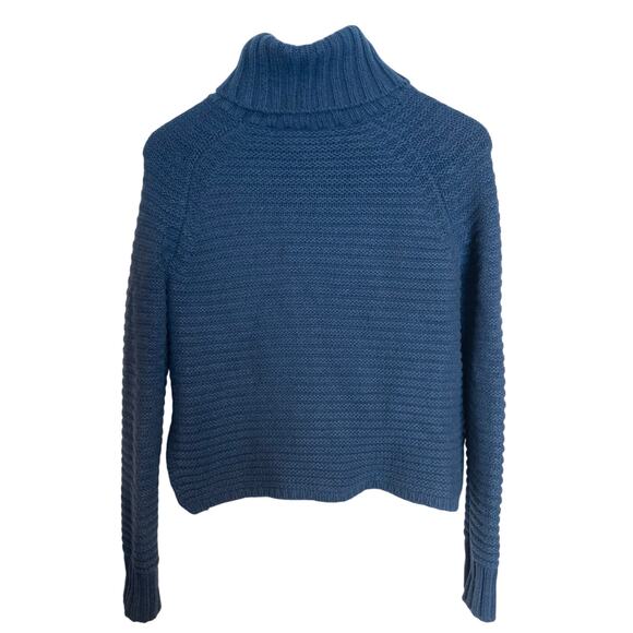 360 Cashmere 100% Cashmere Blue Boxy Chunky Knit Turtleneck Sweater XS - Picture 5 of 10